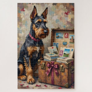 Airedale Terrier Hund Vintage Liebes Postkarten Puzzle