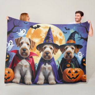 Airedale Terrier Hunde Kürbis Halloween Lustig Fleecedecke