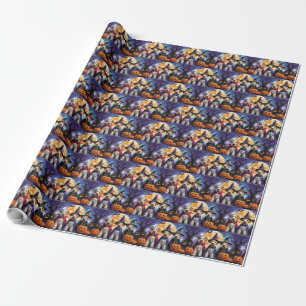 Airedale Terrier Hunde Kürbis Halloween Lustig Geschenkpapier