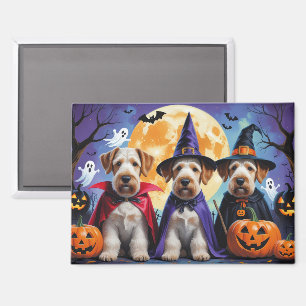 Airedale Terrier Hunde Kürbis Halloween Lustig Magnet