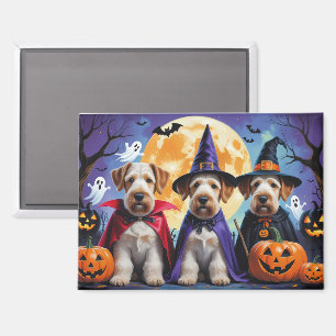 Airedale Terrier Hunde Kürbis Halloween Lustig Magnet