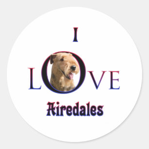 Airedale Terrier I Liebe Runder Aufkleber