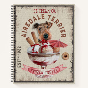 Airedale Terrier Ice-Creme Funny Frozen Leckereien Notizblock