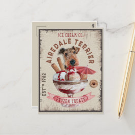 Airedale Terrier Ice-Creme Funny Frozen Leckereien Postkarte