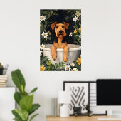 Airedale Terrier In Bathtub Poster, Funny Dog Poster (Heimbüro)