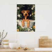 Airedale Terrier In Bathtub Poster, Funny Dog Poster (Küche)