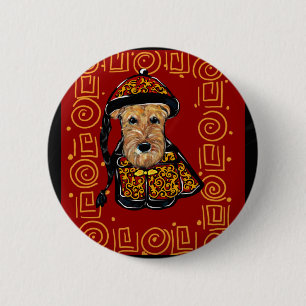 Airedale Terrier Jahr des Hundes Button