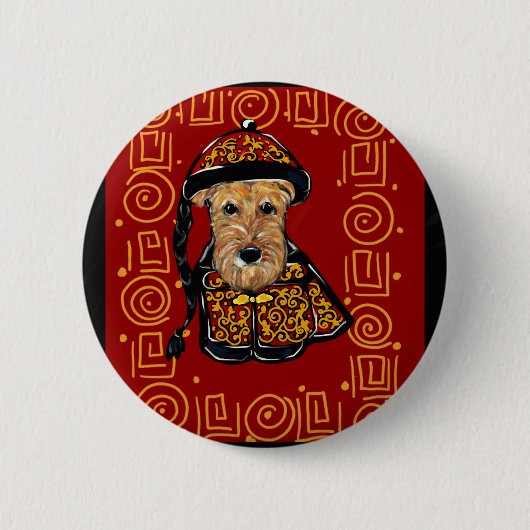 Airedale Terrier Jahr des Hundes Button (Vorderseite)
