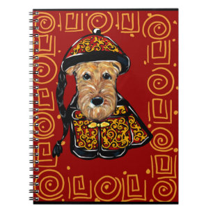 Airedale Terrier Jahr des Hundes Notizblock