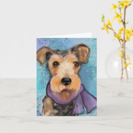 Airedale Terrier Karte (Gelbe Blume)