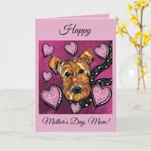 AIREDALE TERRIER KARTE (Gelbe Blume)