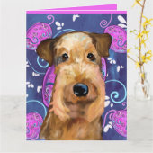AIREDALE TERRIER KARTE (Gelbe Blume)