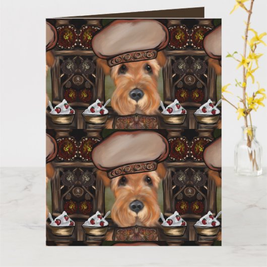 AIREDALE TERRIER KARTE (Gelbe Blume)