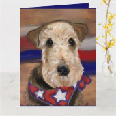 AIREDALE TERRIER KARTE (Gelbe Blume)