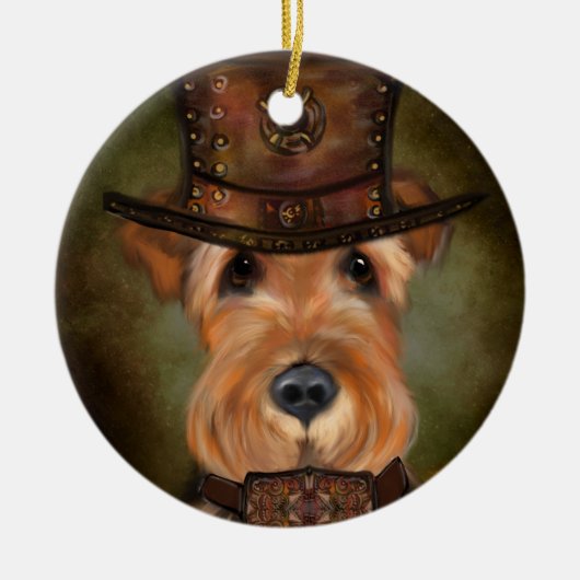 AIREDALE TERRIER KERAMIK ORNAMENT (Vorne)