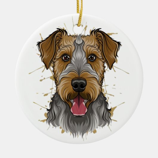 airedale Terrier Keramik Ornament (Vorne)