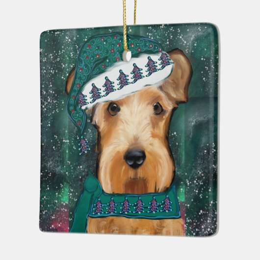 Airedale Terrier Keramikornament (Links)