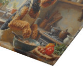 Airedale Terrier kocht in der Küche Schneidebrett (Ecke)