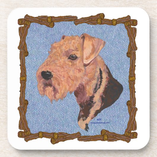 Airedale Terrier Kopfstudie Untersetzer (Vorderseite)