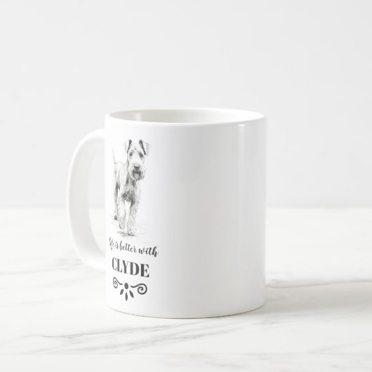 Airedale Terrier Life ist besser Custom Dog Name Kaffeetasse (Vorderseite Links)