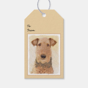 Airedale Terrier Malerei - Niedliche Originalkunst Geschenkanhänger