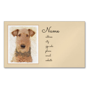 Airedale Terrier Malerei - Niedliche Originalkunst Magnetische Visitenkarte