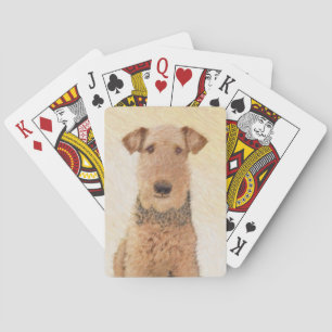 Airedale Terrier Malerei - Niedliche Originalkunst Spielkarten