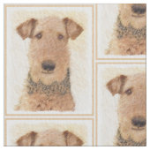 Airedale Terrier Malerei - Niedliche Originalkunst Stoff (Nahaufnahme)