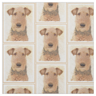 Airedale Terrier Malerei - Niedliche Originalkunst Stoff