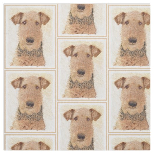Airedale Terrier Malerei - Niedliche Originalkunst Stoff (Muster)