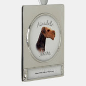Airedale Terrier Mama 2 Banner-Ornament Silber (Rechts)