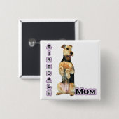 Airedale Terrier Mama 4 - Schaltfläche Button (Vorne & Hinten)