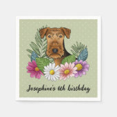 Airedale Terrier mit bunten Blume Geburtstag Serviette (Vorderseite)