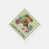 Airedale Terrier mit bunten Blume Geburtstag Serviette (Ecke)