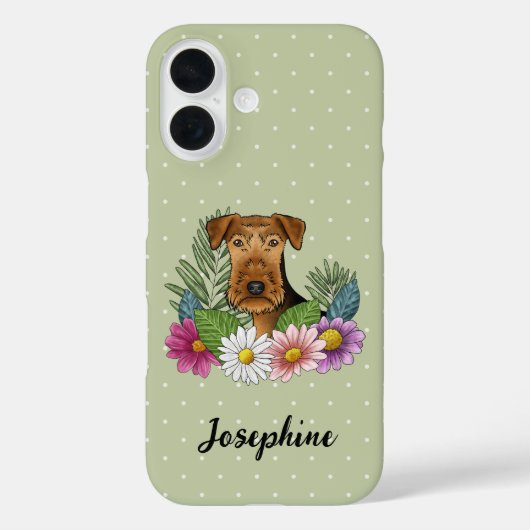 Airedale Terrier mit farbigen Blume und Namen Case-Mate iPhone Hülle (Rückseite)