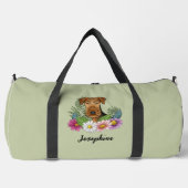 Airedale Terrier mit farbigen Blume und Namen Duffle Bag (Vorderseite)