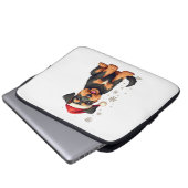Airedale Terrier mit Weihnachtsmütze Laptopschutzhülle (Vorne Knopf)