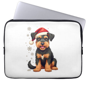 Airedale Terrier mit Weihnachtsmütze Laptopschutzhülle