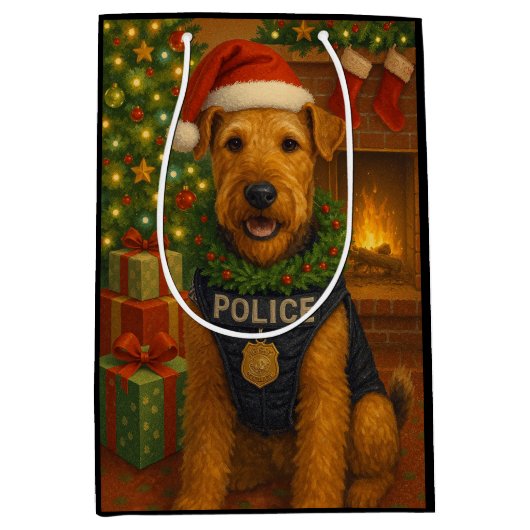 Airedale Terrier Mittlere Geschenktüte (Vorderseite)