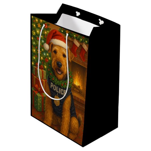 Airedale Terrier Mittlere Geschenktüte (Rückseite Schrägansicht)
