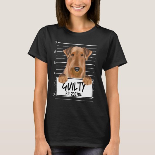 Airedale Terrier Mugshot Guilty Dog T-Shirt (Vorderseite)