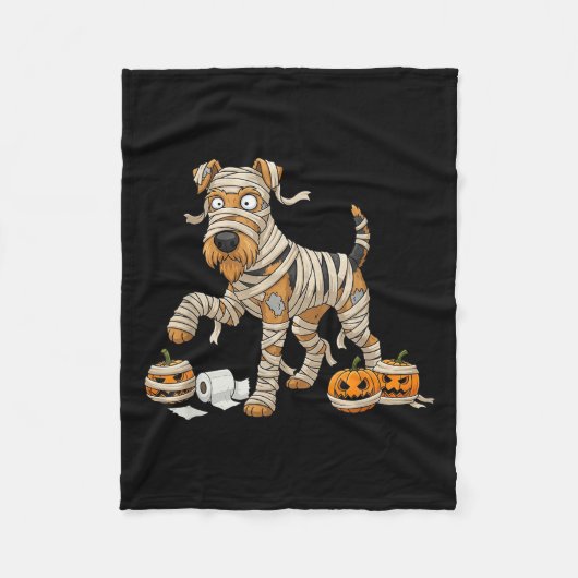 Airedale Terrier Mummy Pumpkin Halloween Kids Mens Fleecedecke (Vorderseite)