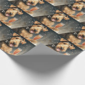 Airedale Terrier Neues Jahr Geschenkpapier (Ecke)