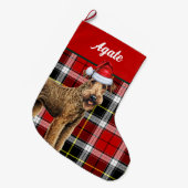 Airedale Terrier Niedlich Dog Karierter Strumpf Großer Weihnachtsstrumpf (Vorderansicht (hängend))