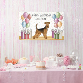 Airedale Terrier Niedlich Dog Pastel Happy Birthda Banner