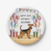 Airedale Terrier Niedlich Dog Pastel Happy Birthda Pappteller (Vorderseite)