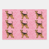 Airedale Terrier Niedliche Hunde Liebe und Herz au Geschenkpapier Set (Vorderseite)