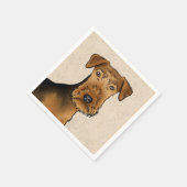 Airedale Terrier Niedlicher Cartoon Dog auf Beige Serviette (Ecke)