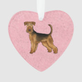 Airedale Terrier Niedlicher Cartoon Dog auf Rosa Ornament (Vorderseite)