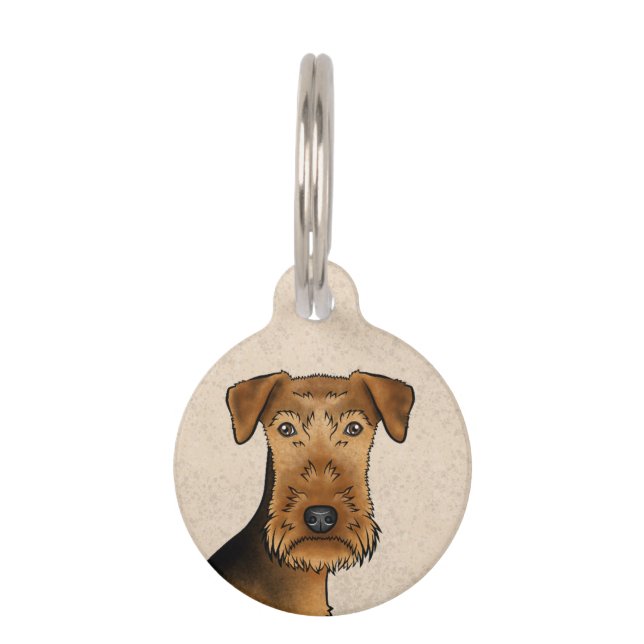 Airedale Terrier Niedlicher Cartoon Dog Nah-Up Haustiermarke (Vorderseite)